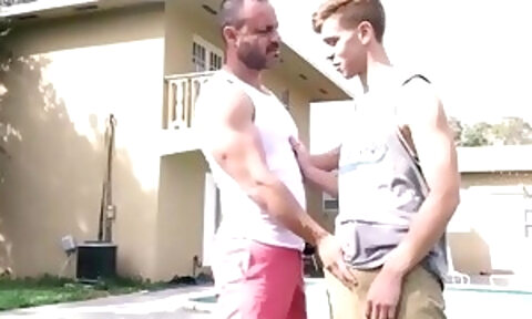 FamilyTwinks - Blonde Step Son Family Fucked By Hot Stepdad Outdoors While Doing Chores