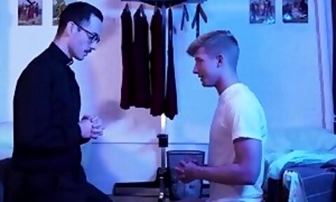 Naughty priest seduces younger gay and drills his ass bare