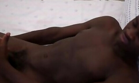 Real Nubian 21yo gay amateur jerks his black cock and cums