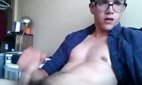 Horny guy shooting cum on his chest