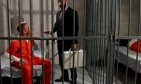 Mature bold dude fucks sexy twink hard in a prison cell